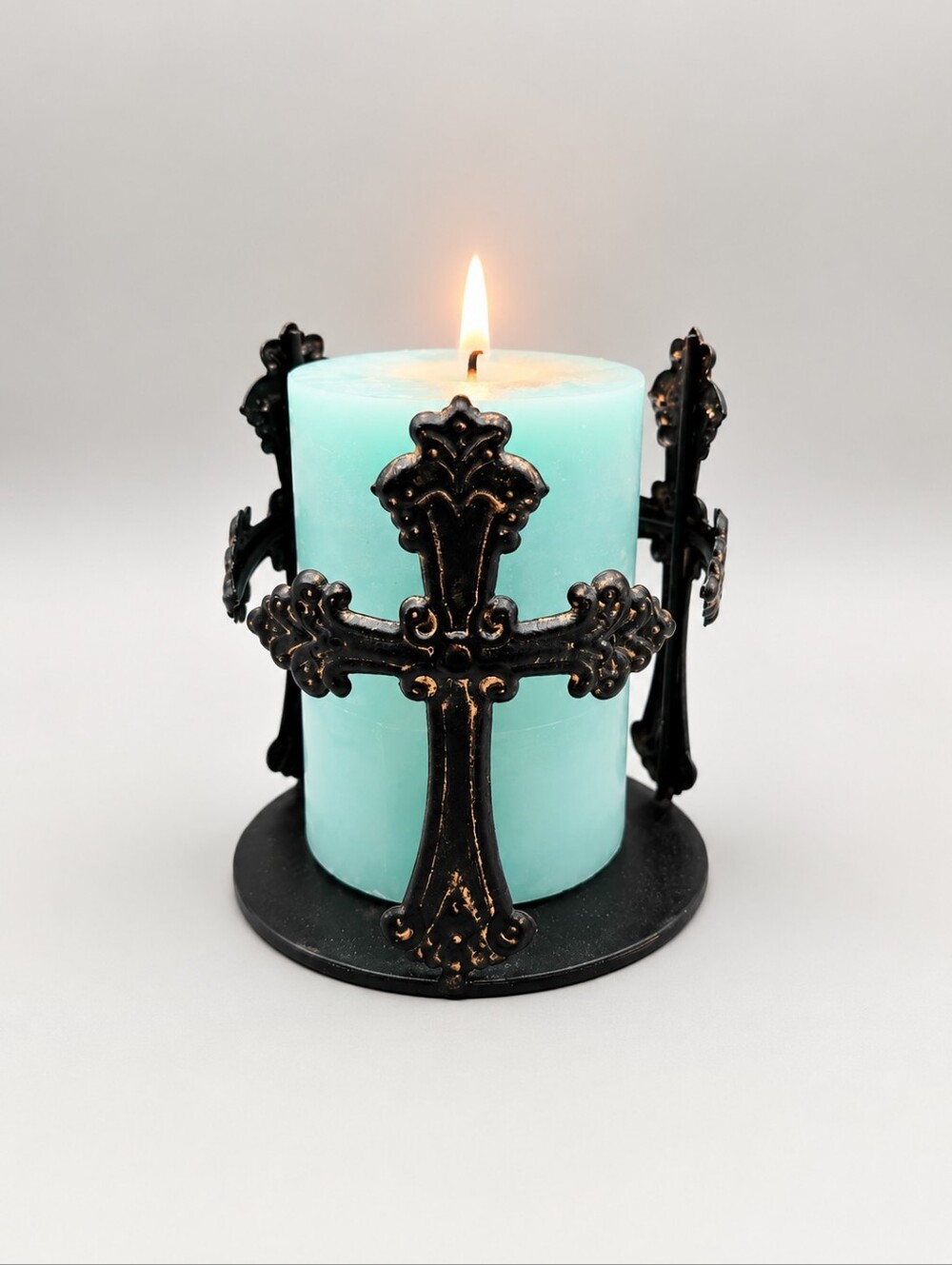 Candle Holder with 3 Crosses